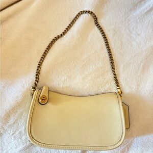 Coach Cream Shoulder Bag with Gold Chain